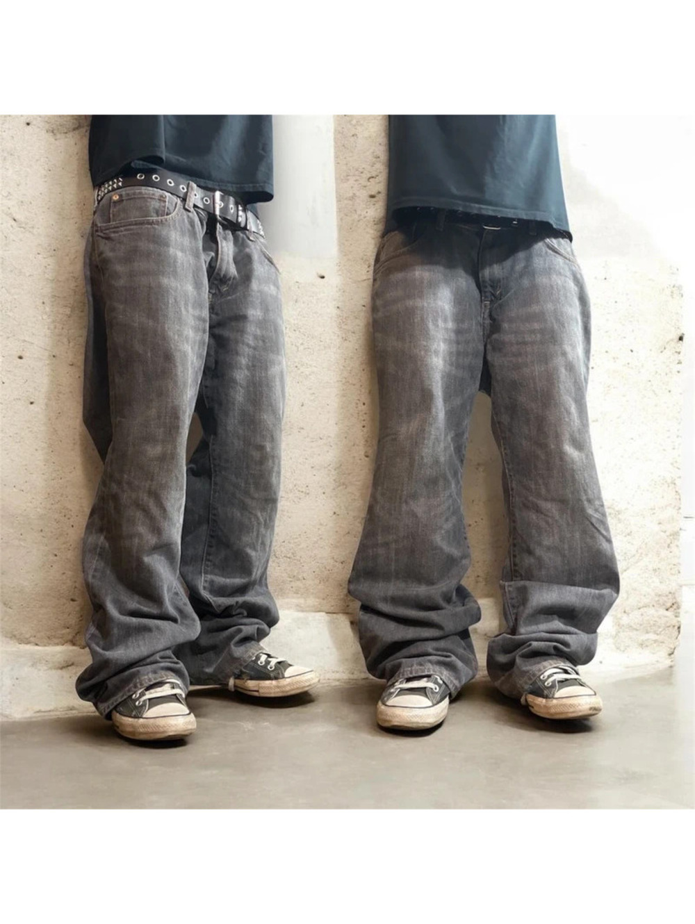 Y2K grunge grey faded bootcut jeans